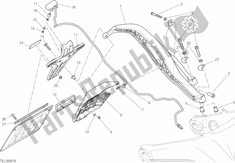 All parts for the Plate Holder of the Ducati Scrambler Urban Enduro Brasil 803 2017